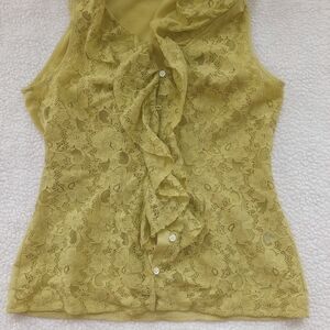 Banana Republic Lace Ruffle Blouse in Mustard